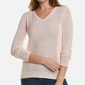 J. McLaughlin Donovan V Neck Sweater Small Light Pink Pullover Stretch